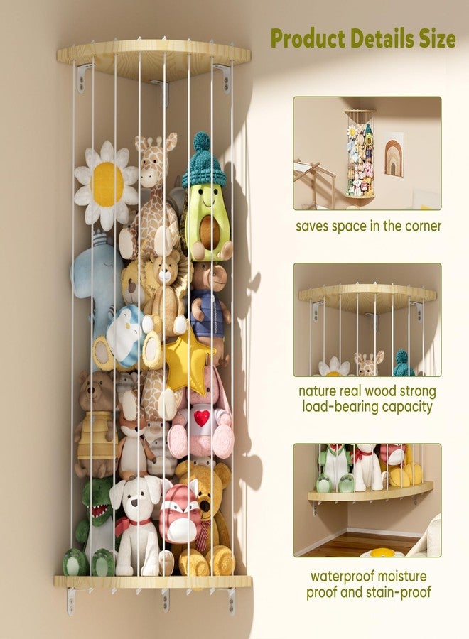 Dayacoco Stuffed Animal Storage Wooden Corner Shelf,60-80 in Length Adjustable,Stuffed Animal Organizer,Wall Hanging Stuffed Animal Holder Shelf for Nursery & Play & Bedroom & Kid Room,White - Image 4